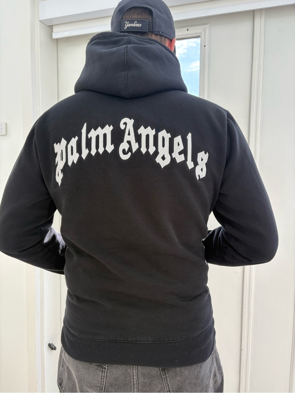Palm Angels Black Crewneck Hoodie with Logo